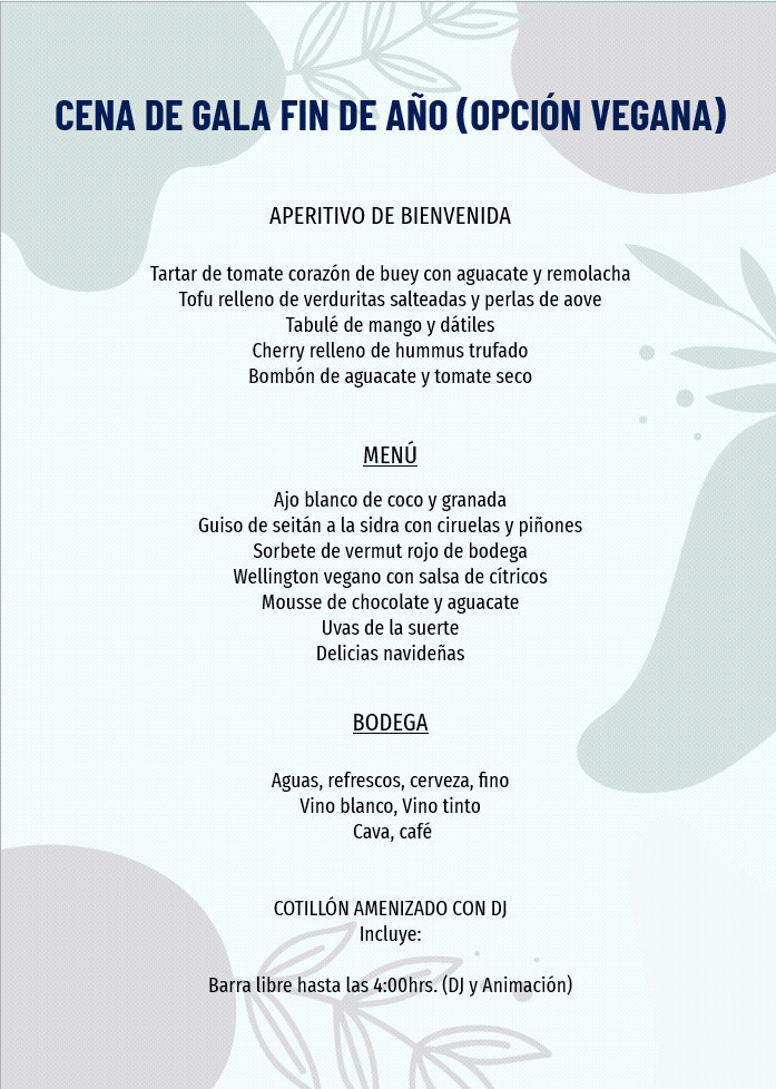 Menu Nochevieja vegano 2025
